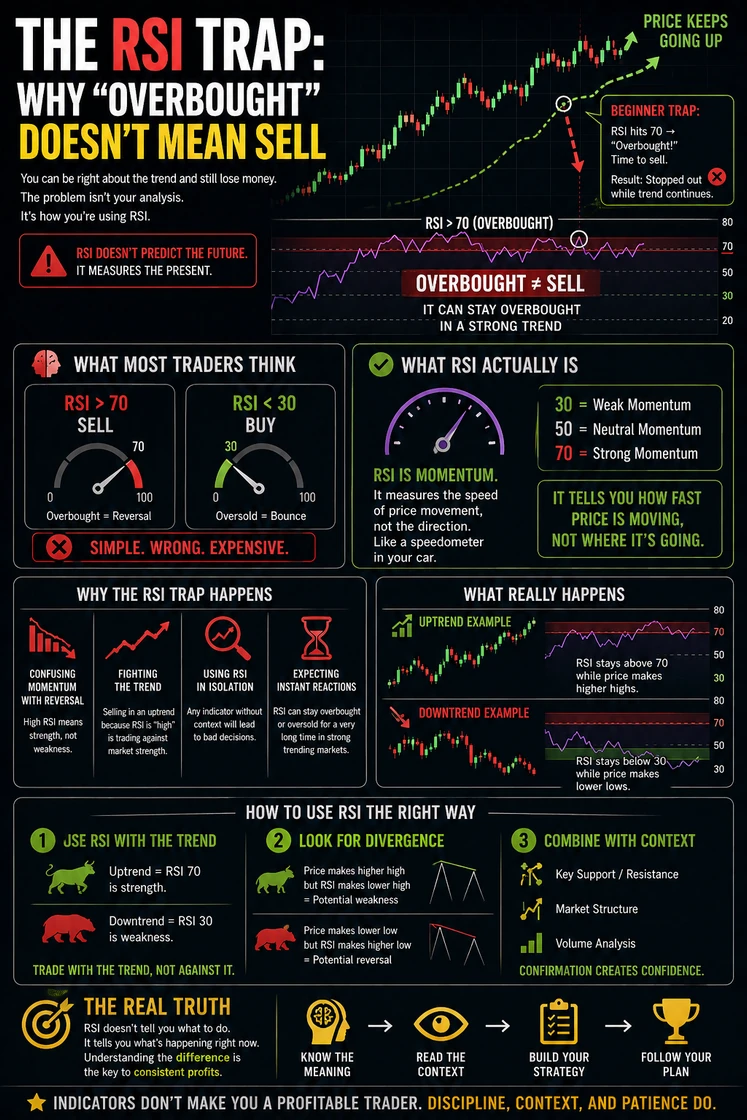 Original illustration for The RSI Trap: Why “Overbought” Doesn't Mean Sell